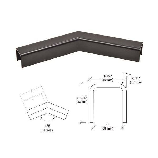 Cr Laurence Matte Black 135 Degree Horizontal Corner for 11 Gauge Low Profile Cap Railings - GRL107H3MBL
