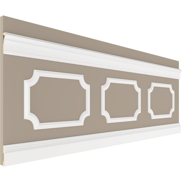 Ekena Millwork 94 1/2"L (Adjustable 32"H to 36"H) Ashford Scalloped Panel Traditional Wainscot Paneling Kit - WPKUSC051P032