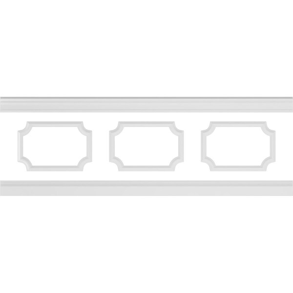 Ekena Millwork 94 1/2"L (Adjustable 32"H to 36"H) Ashford Scalloped Panel Traditional Wainscot Paneling Kit - WPKUSC051P032