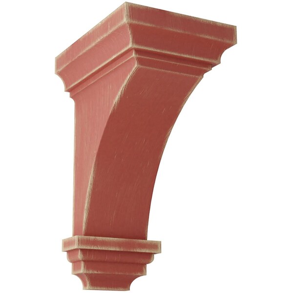 Ekena Millwork 5"W x 5 3/4"D x 10"H Medium Jefferson Wood Vintage Decor Corbel, Salvage Red - CORWD05X05X10JERD