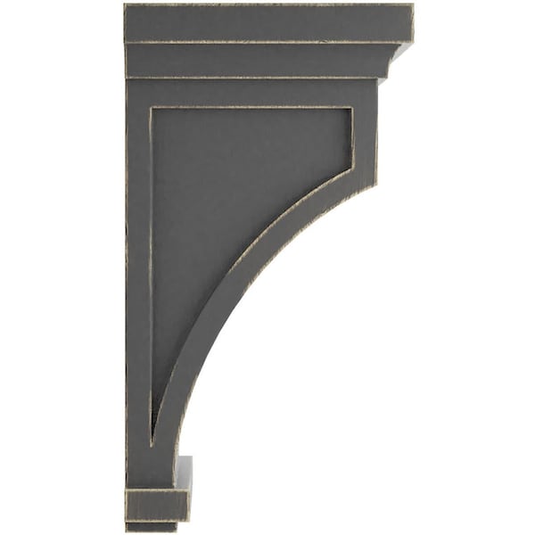 Ekena Millwork 5 1/2"W x 5 1/2"D x 10"H Fluted Wood Vintage Decor Corbel, Black - CORWD05X05X10FLBL