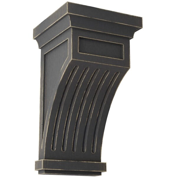 Ekena Millwork 5 1/2"W x 5 1/2"D x 10"H Fluted Wood Vintage Decor Corbel, Black - CORWD05X05X10FLBL
