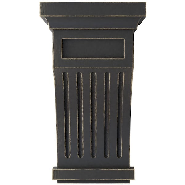 Ekena Millwork 5 1/2"W x 5 1/2"D x 10"H Fluted Wood Vintage Decor Corbel, Black - CORWD05X05X10FLBL