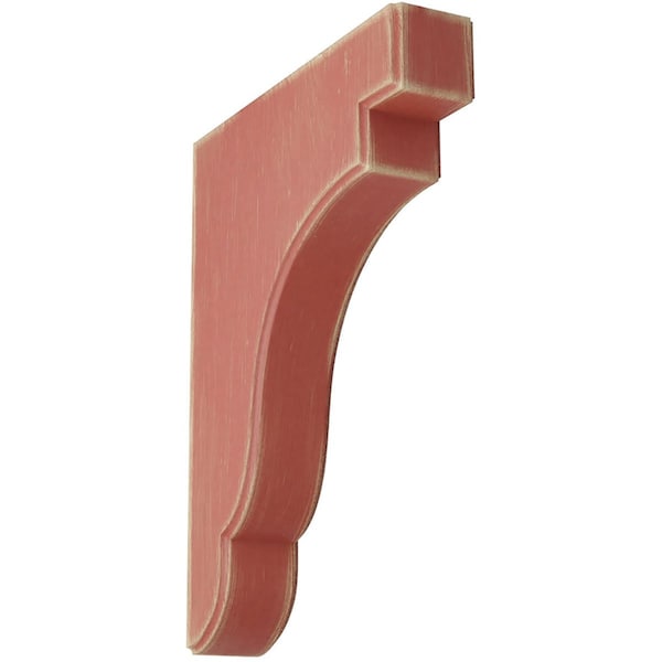 Ekena Millwork 1 3/4"W x 8 1/2"D x 11"H Bedford Wood Vintage Decor Bracket, Salvage Red - BKTWD02X09X11BERD
