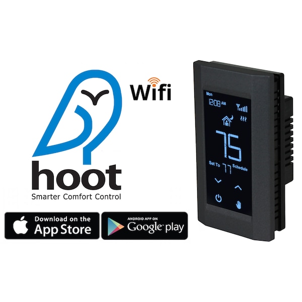 King Electric Thermostat, Hoot Wifi SP 240V 16A Black - K901-B