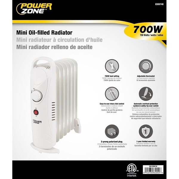 Powerzone PowerZone DF-600H3-7 Mini Oil Filled Heater 700W White - CYPB-7