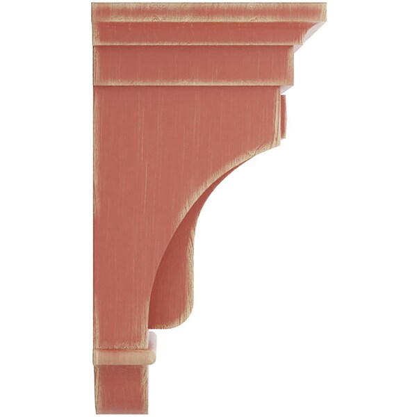 Ekena Millwork 6 1/2"W x 6 1/2"D x 12"H Raised Fluting Wood Vintage Decor Corbel, Salvage Red - CORWD06X06X12RARD