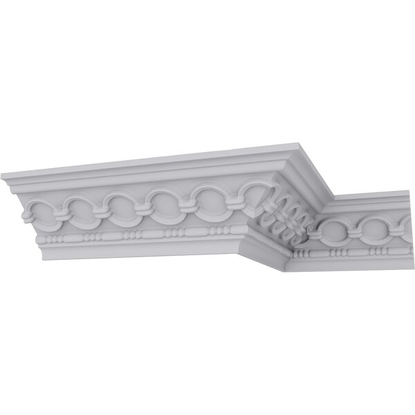 Ekena Millwork 3 1/8"H x 3 1/8"P x 4 1/4"F x 94 1/2"L, (1 7/8" Repeat) Foster Coin & Bead Crown Moulding - MLD03X03X04FO