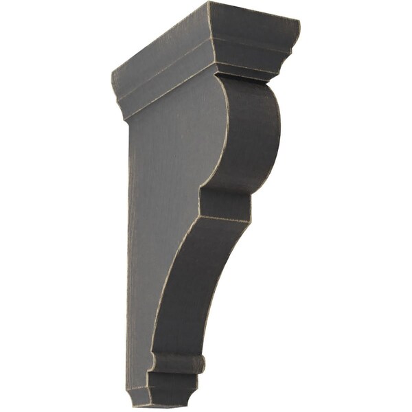 Ekena Millwork 2 1/2"W x 5 1/2"D x 10"H Medium Rojas Wood Vintage Decor Corbel, Black - CORWD02X05X10RJBL