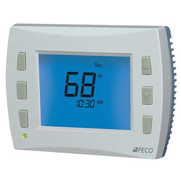 Peco Low Voltage Thermostat, 7, 5-2, 5-1-1 Programs, 3 H, 2 C, Hardwired/Battery/Power Stealing, 24VAC - T8532-IAQ