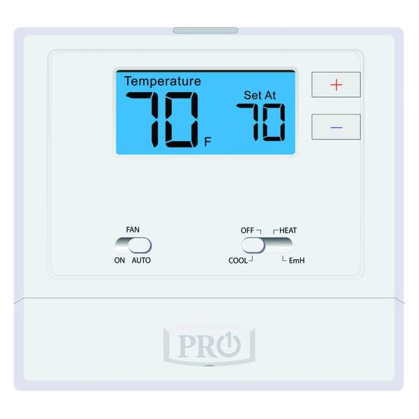 Pro1 Iaq Non-Programmable Thermostat, 2 H, 1 C, Wall Mount, Hardwired/Battery, 24VAC - T621-2