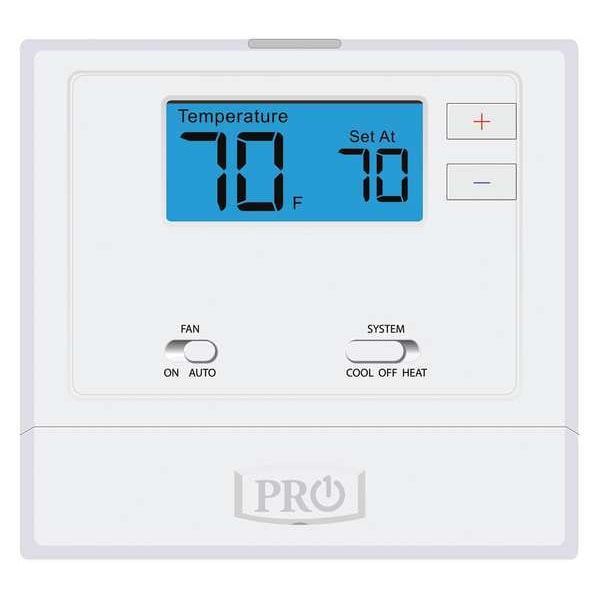 Pro1 Iaq Non-Programmable Thermostat, 1 H, 1 C, Wall Mount, Hardwired/Battery, 24VAC - T601-2