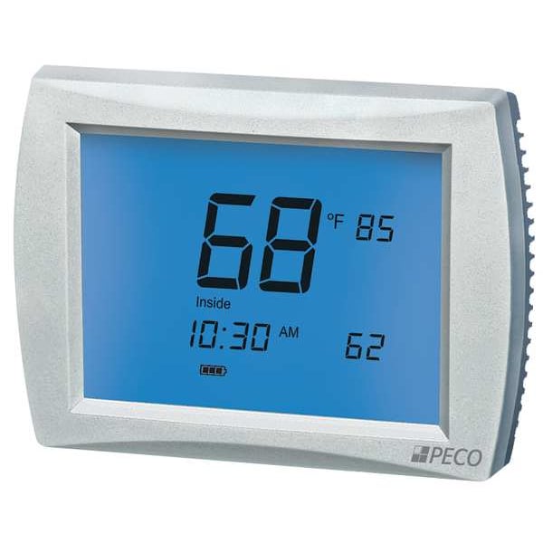 Peco Programmable Thermostat, 7, 5-2, 5-1-1 Programs, 3 H, 2 C, Wall Mount, Hardwired/Battery, 24VAC - T12532-001
