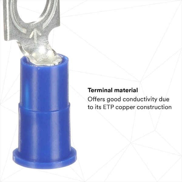 Terminal de horquilla con bloqueo de vinilo para cable calibre 16-14, con perno #10, paquete de 100 unidades - MV14-10FLX