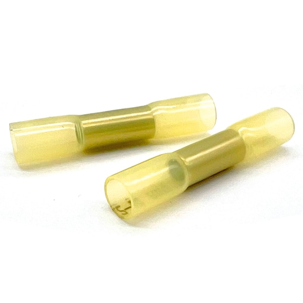 100 Piezas de Conectores de Derivación Termocontraíbles Amarillos de Grado Marino, AWG 12-10, 100PK - EL-1210-BUTT-HSY-100