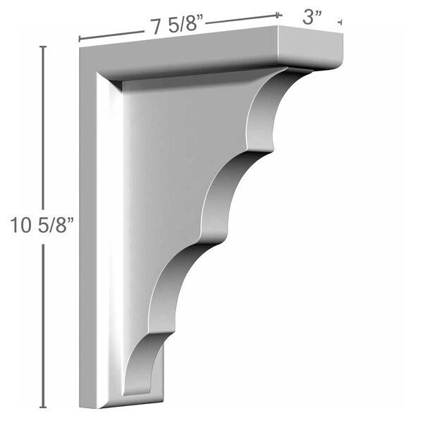 Ekena Millwork 3"W x 7 5/8"D x 10 5/8"H Traditional Bracket - BKT03X07X10TR