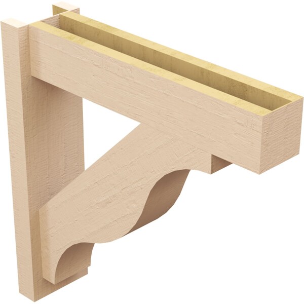 Ekena Millwork 6-in W x 24-in D x 24-in H Funston Block Rough Cedar Woodgrain TimberThane Outlooker, Primed Tan - OUTUR060X24X24FST44RCPR