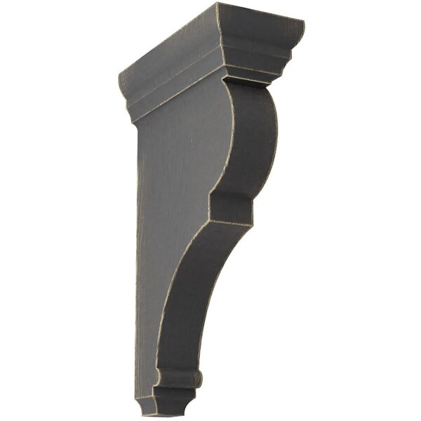 Ekena Millwork 3"W x 6 1/2"D x 12"H Large Rojas Wood Vintage Decor Corbel, Black - CORWD03X06X12RJBL