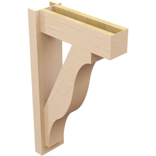 Ekena Millwork 6-in W x 18-in D x 30-in H Funston Block Rough Cedar Woodgrain TimberThane Outlooker, Primed Tan - OUTUR060X18X30FST44RCPR