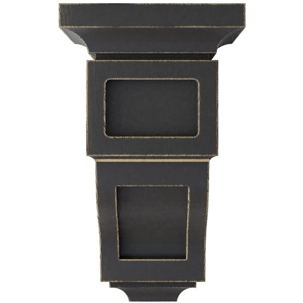 Ekena Millwork 3 1/2"W x 3 3/4"D x 6"H Mini Reyes Wood Vintage Decor Corbel, Black - CORWD03X03X06RYBL