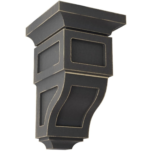 Ekena Millwork 3 1/2"W x 3 3/4"D x 6"H Mini Reyes Wood Vintage Decor Corbel, Black - CORWD03X03X06RYBL