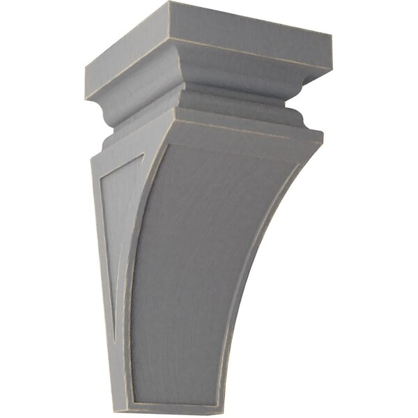 Ekena Millwork 7"W x 7 3/4"D x 14"H Jumbo Nevio Wood Vintage Decor Corbel, Pebble Grey - CORWD07X07X14NEPG