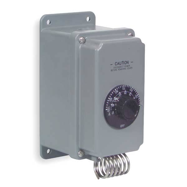 Qmark Line Volt Mechanical Tstat, Open on Rise, DPST, 120 to 480V AC - WT12