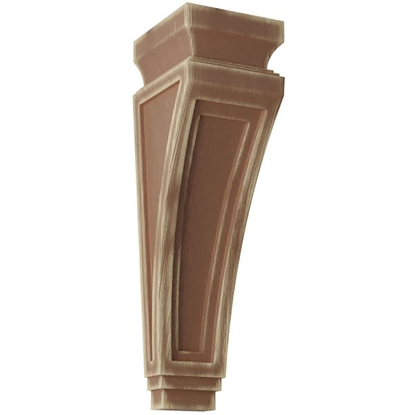 Ekena Millwork 3 7/8"W x 4 1/2"D x 14"H Arts and Crafts Wood Vintage Decor Corbel, Weathered Brown - CORWD03X04X14ARBR