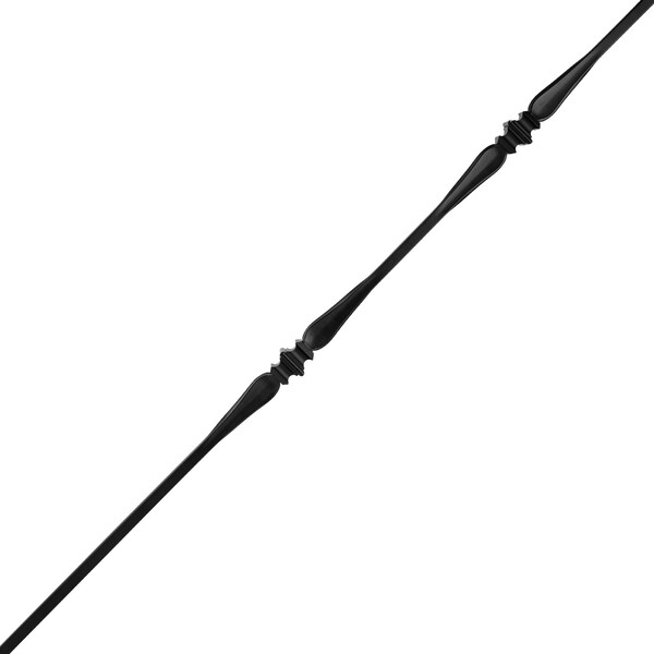 Nuvo Iron in Square x 44in Long Black Steel Interior Balusters - Double Collar and Spoon, 12PK - SQI2CS-12MP