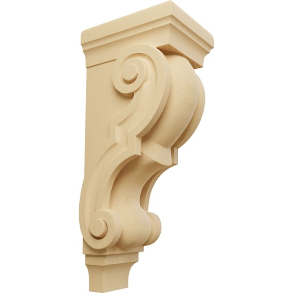Ekena Millwork 6"W x 7 1/2"D x 18"H Extra Large Traditional Wood Corbel, Alder - CORW06X08X18TRAL