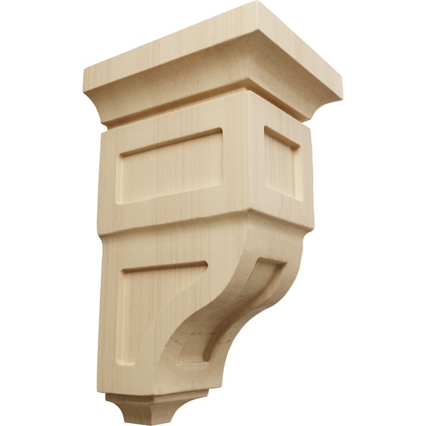 Ekena Millwork 4"W x 4 3/4"D x 8"H Small Reyes Wood Corbel, Rubberwood - CORW04X04X08RYRW