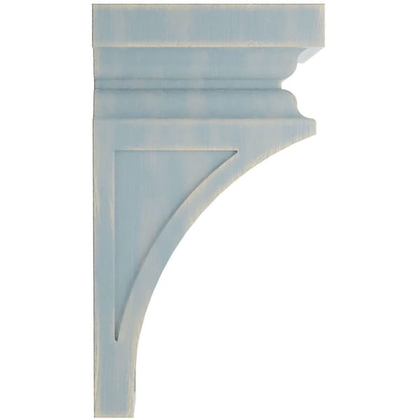 Ekena Millwork 7"W x 7 3/4"D x 14"H Jumbo Nevio Wood Vintage Decor Corbel, Driftwood Blue - CORWD07X07X14NEBU