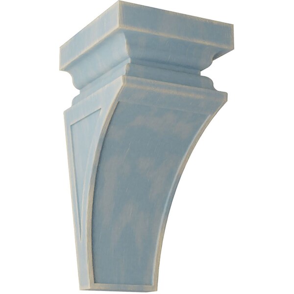 Ekena Millwork 7"W x 7 3/4"D x 14"H Jumbo Nevio Wood Vintage Decor Corbel, Driftwood Blue - CORWD07X07X14NEBU
