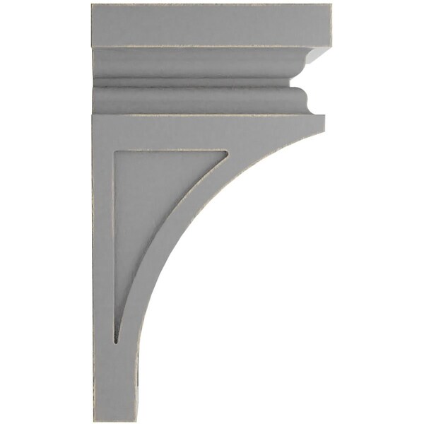 Ekena Millwork 6"W x 6 3/4"D x 12"H Large Nevio Wood Vintage Decor Corbel, Pebble Grey - CORWD06X06X12NEPG