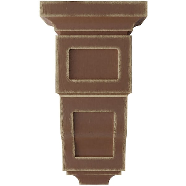 Ekena Millwork 5"W x 5 3/4"D x 10"H Medium Reyes Wood Vintage Decor Corbel, Weathered Brown - CORWD05X05X10RYBR