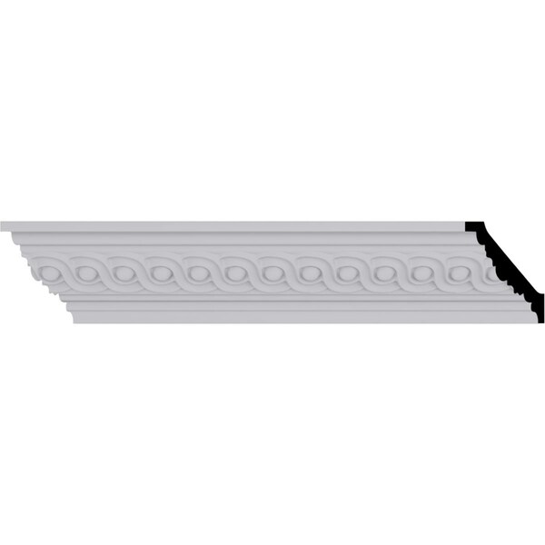 Ekena Millwork 2 1/4"H x 2 1/2"P x 3 5/8"F x 94 1/2"L, (1 5/8" Repeat) Foster Running Coin Crown Moulding - MLD03X02X04FO