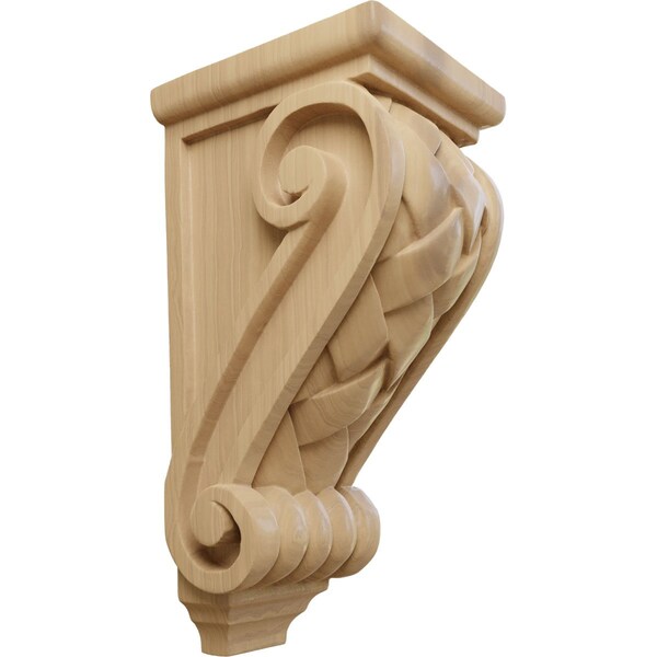 Ekena Millwork 4 1/2"W x 5"D x 10"H Medium Basket Weave Corbel, Cherry - CORW04X05X10BWCH