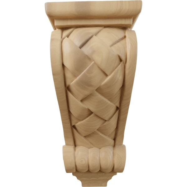 Ekena Millwork 4 1/2"W x 5"D x 10"H Medium Basket Weave Corbel, Cherry - CORW04X05X10BWCH