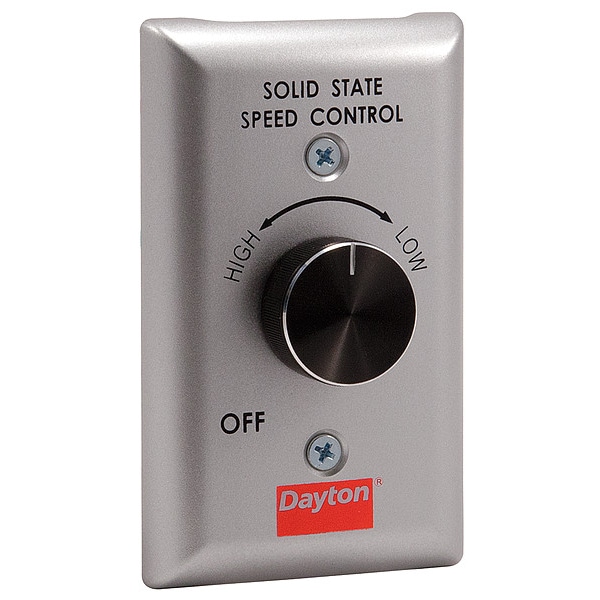 Dayton Dial Speed Control, 115V, 6 Amp, SPST, Brushed Aluminum Plate - 48C172