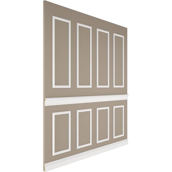 Ekena Millwork 94 1/2"L (Adjustable 108"H to 132"H) Ashford Square Panel Stacked Wall Wainscot Paneling Kit - WPKUST042P108