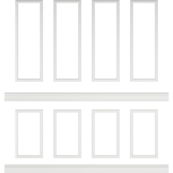 Ekena Millwork 94 1/2"L (Adjustable 108"H to 132"H) Ashford Square Panel Stacked Wall Wainscot Paneling Kit - WPKUST042P108