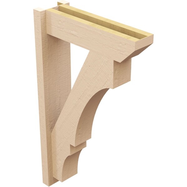 Ekena Millwork 5 1/2-in W x 18-in D x 30-in H Balboa Slat Rough Cedar Woodgrain TimberThane Outlooker, Primed Tan - OUTUR055X18X30BOA24RCPR
