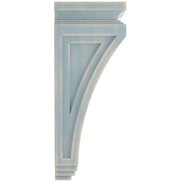 Ekena Millwork 6"W x 4 3/4"D x 12"H Arts and Crafts Wood Vintage Decor Corbel, Driftwood Blue - CORWD06X04X12ARBU