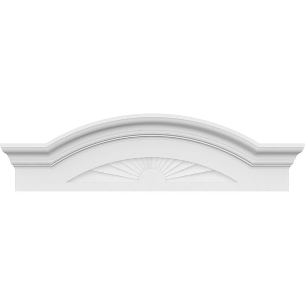 Ekena Millwork Segment Arch W/ Flankers Sunburst Architectural Grade PVC Pediment, 30"W x 8-1/2"H x 2-1/2"P - PEDPS030X085SGF01
