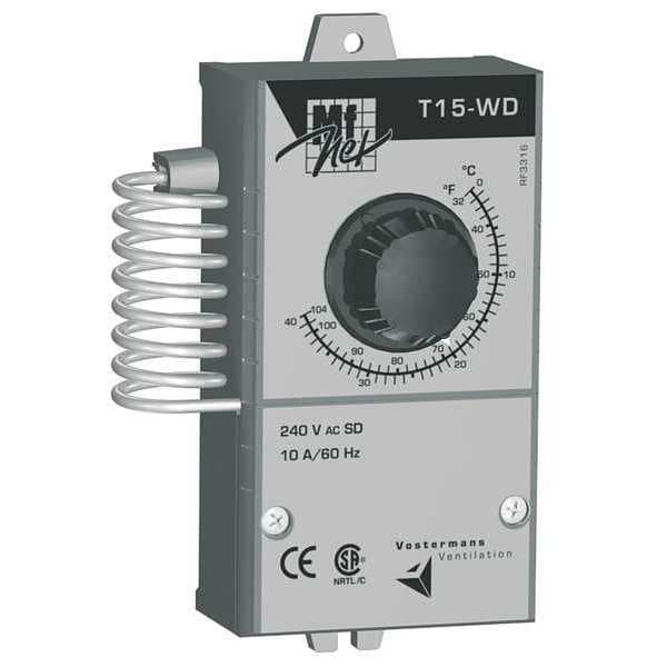 Multifan Line Volt Mechanical Tstat, Spring, 32 Degrees  to 105 Degrees F, SPDT, 250 V - T15-WD