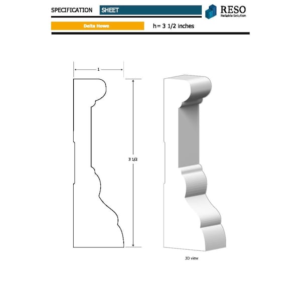 Reso Radiata pine, White, 85 in L, 1 in H, 3.25 in W, Primed - RMC-DEL-85-3