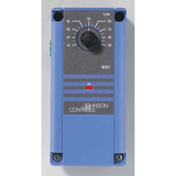 Johnson Controls Humidity Controller, Surface or DIN rail, 10% to 90%, SPDT, 120 to 240V AC - W351AB-2C