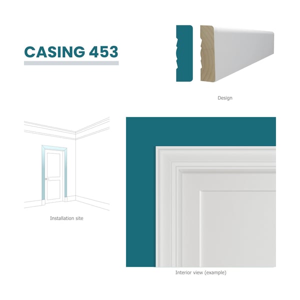 Reso Radiata pine, White, 85 in L, 0.68 in H, 2.25 in W, Primed - RMC-453-85-3