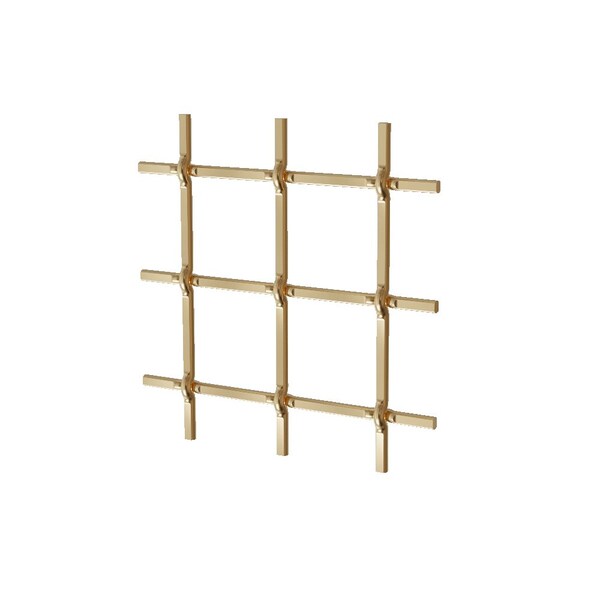 Designs Of Distinction .75in Multi-Crimp Single Square Decorative Grille - Satin Brass, 24in W x 72in L Sheet - 01SQ2472332PSB1
