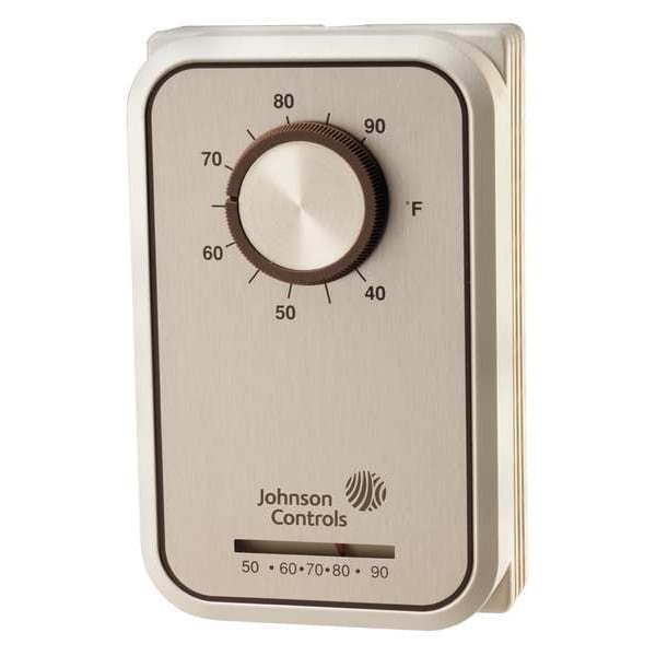 Johnson Controls Line Volt Mechanical Tstat, Open/Close on Rise, wall, 40 Degrees  to 90 Degrees F, SPDT - T26T-3C
